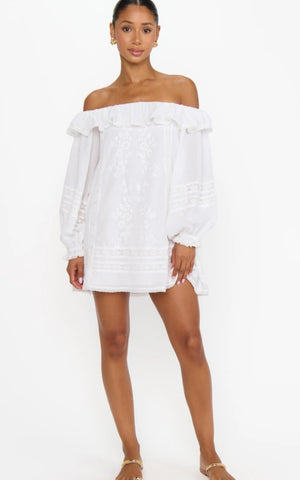Show Me Your Mumu | Meadow Mini Dress in Cream Voile Trim