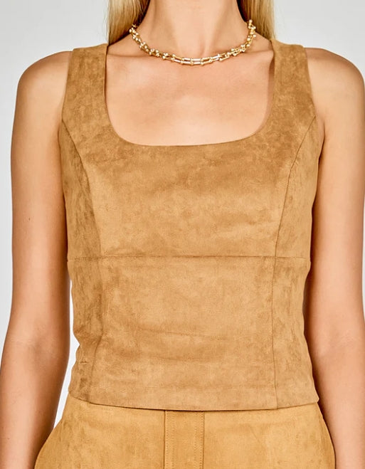 ER | Suede Scoop Neck Top