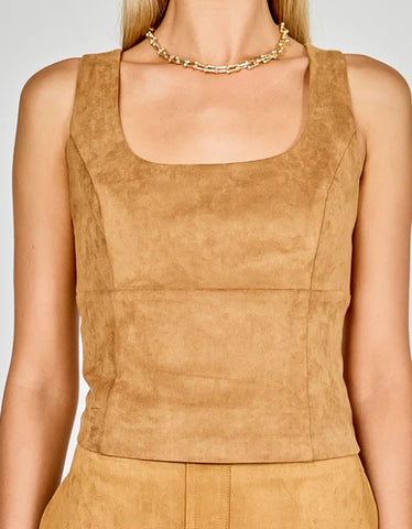 ER | Suede Scoop Neck Top