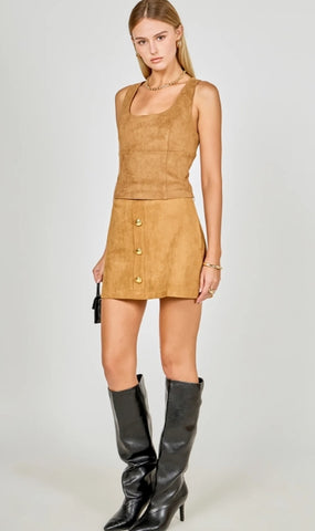 ER | Suede Scoop Neck Top