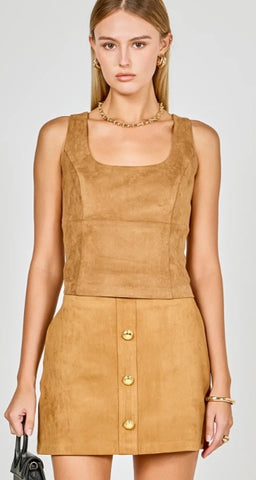 ER | Suede Scoop Neck Top