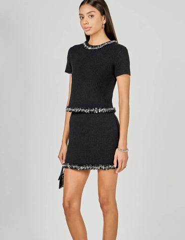 ER | Jewel Trim Knit Short Sleeve Top