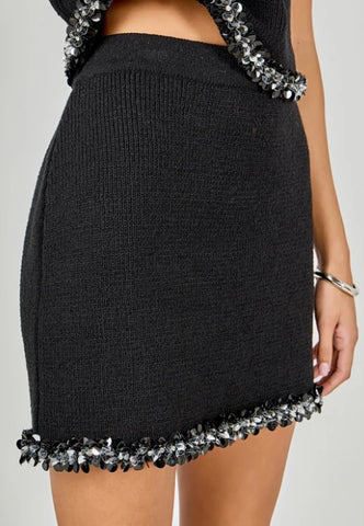 ER | Jewel Trim Knit Mini Skirt