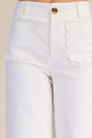 Wide Leg Scallop Pocket Pants