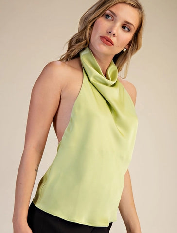 Halter Openback Cowl Neck Top