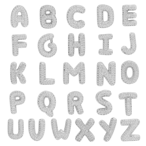 Large Bubble Initial Charms | CZ | Silver