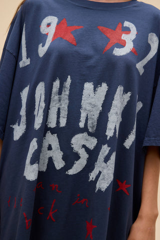 Daydreamer | Johnny Cash Doodles OS Tee in Vintage Navy