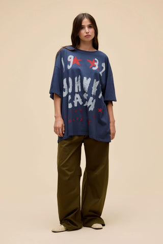 Daydreamer | Johnny Cash Doodles OS Tee in Vintage Navy