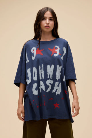 Daydreamer | Johnny Cash Doodles OS Tee in Vintage Navy