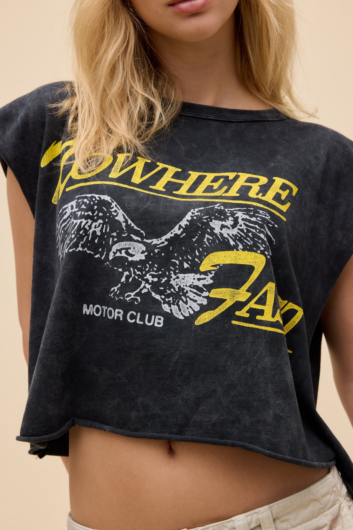 Daydreamer | Nowhere Fast Cropped Muscle Tank in Reactive Black