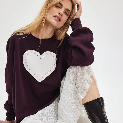 The Laundry Room | Rhinestone Heart Pullover