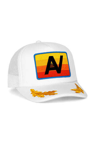 Aviator Nation | Logo Rainbow Leaf Trucker Hat in White
