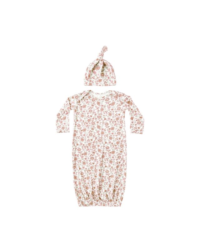 Quincy Mae | Bamboo Baby Gown + Hat Set