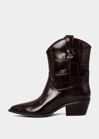 Shu Shop | ZouZou Brown Croco Western Boot