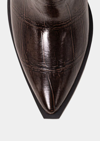 Shu Shop | ZouZou Brown Croco Western Boot