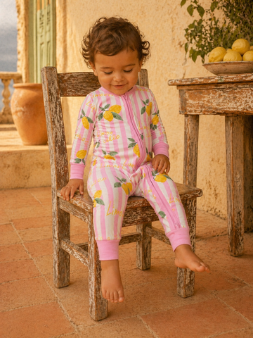 2-Way Zip Romper, Lemon Amore