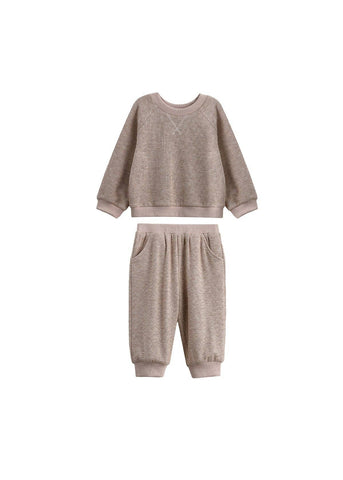 Levi Long Sleeve Solid Ribbed Sweatshirt and Jogger Set