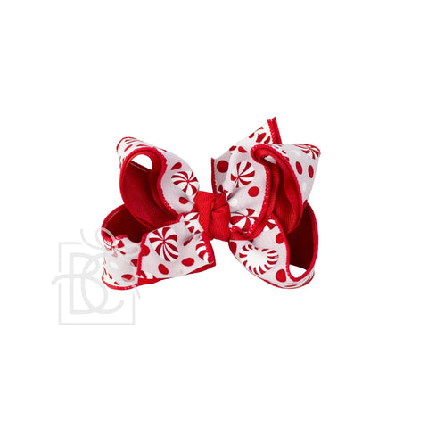 Peppermint Print Hair Bow on Alligator Clip