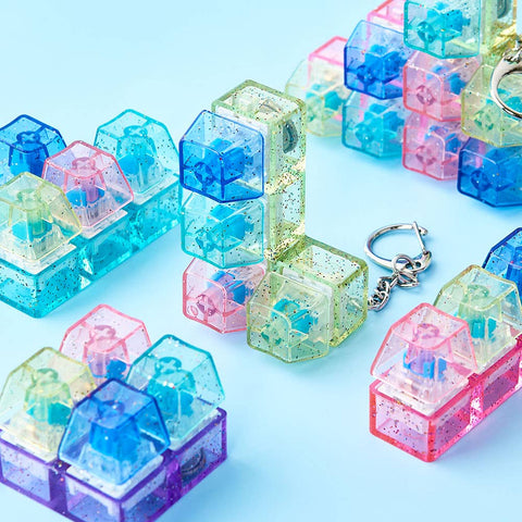 Pastel/Clear LED Tetris  Clicker Keyboard Keycap Keychain