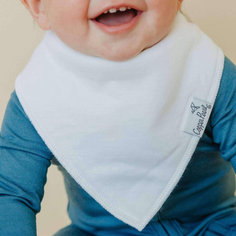 4 Pack Baby Bandana Bibs - White Basics
