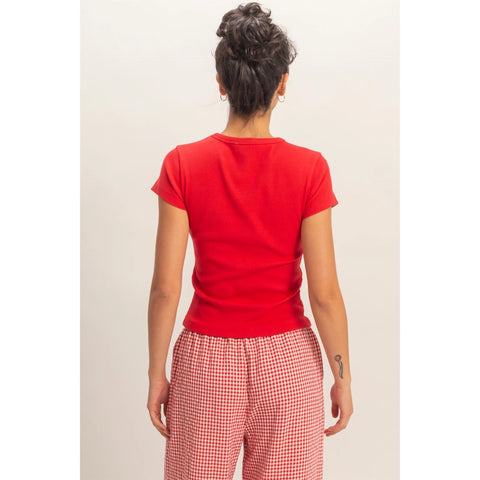 Basic Ribbed Short Sleeve Top