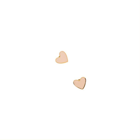 Enamel Heart Stud Earring - Hypoallergenic, Flat Back, Girl