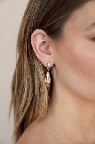 Oval Dome Double Drop Earrings