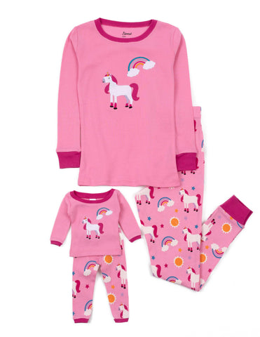 Kids Girl & Doll Cotton Print Pajamas