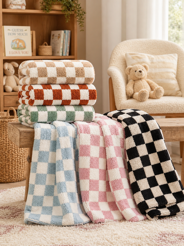Phufy® Bliss Checkerboard Blanket, Nutmeg