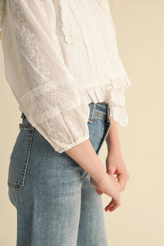 Kids Cropped Button Down Blouse