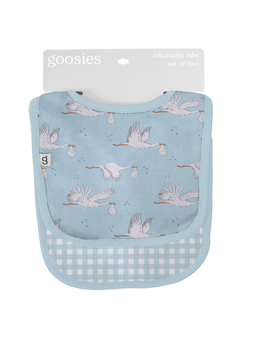 Baby Boy (Blue Storks/Gingham) Bib Set 