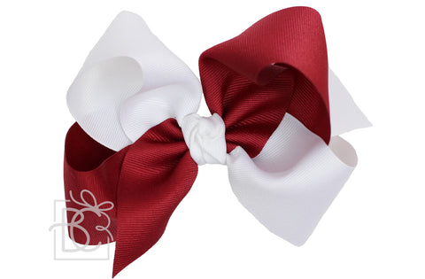 Cranberry & White Crisscross Grosgrain Bow