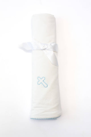 Blue Cross  (Easter/Baptism/Christian) Embroidered Blanket