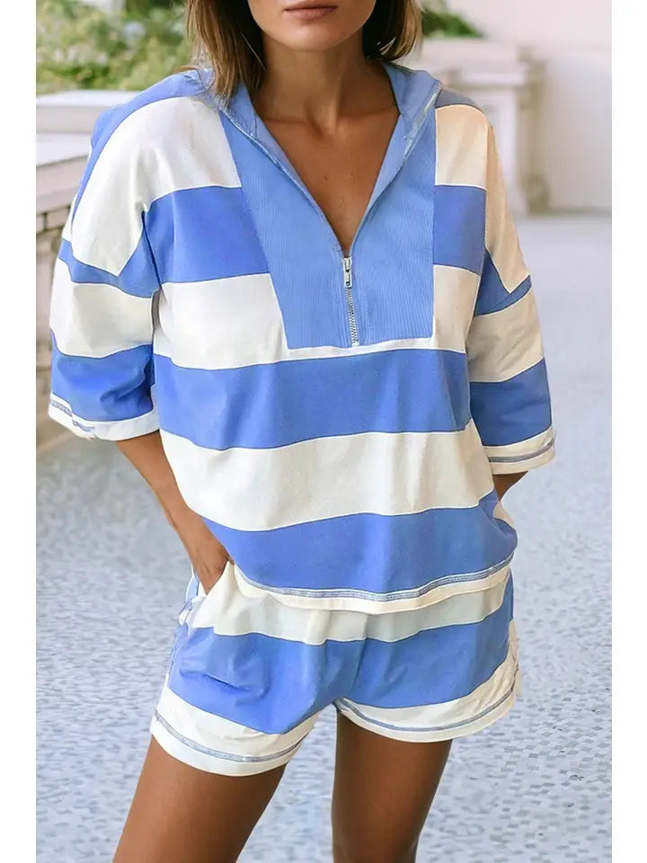 Half Zip Oversized Tee Set