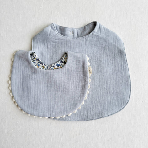 Muslin Cotton Snap Baby Bib (Blue)