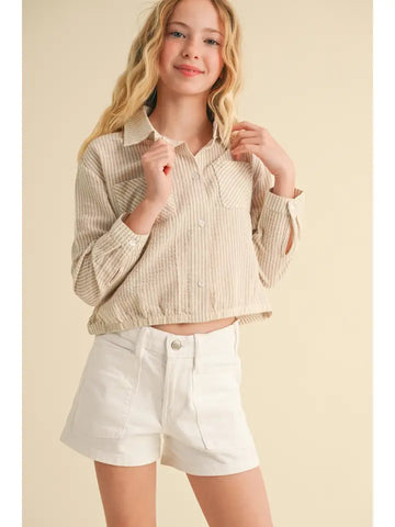 Tween Girls Button Down Shirt