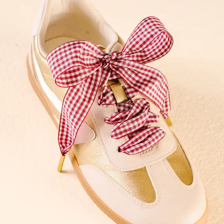 Burgundy Gingham Shoe Laces