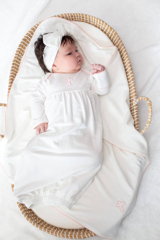 Pink Cross (Easter/Baptism/Christian) Embroidered Gown