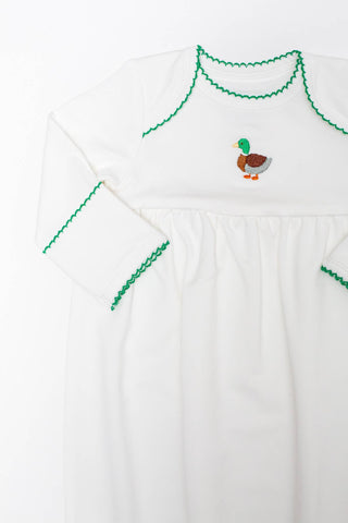 Pip Embroidered Gown - Mallard Duck