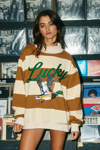 IT2594-MALLARD1 | Lucky Mallard Duck Mock-Neck Sweatshirt