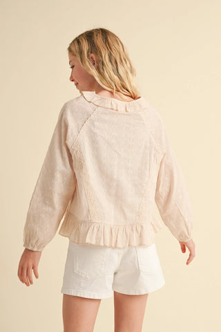 Raglan Lace Trim Blouse
