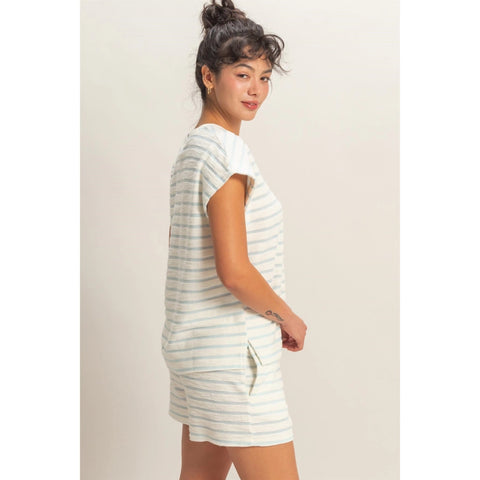 Striped Round Neck Short Sleeve Top