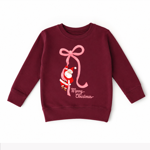 Santa Ribbon | Girls Christmas Holiday Sweatshirt