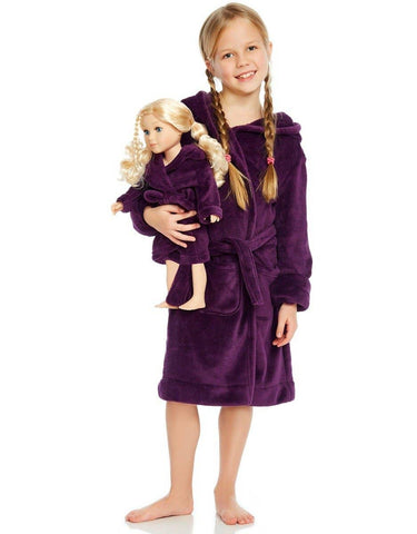 Kids Girl & Doll Fleece Hooded Robe