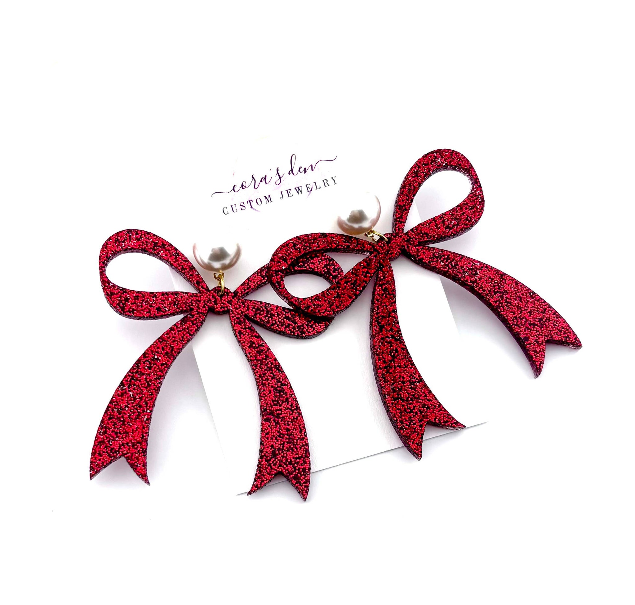 Large  Red Bow Earrings