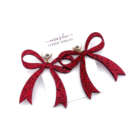 Large  Red Bow Earrings