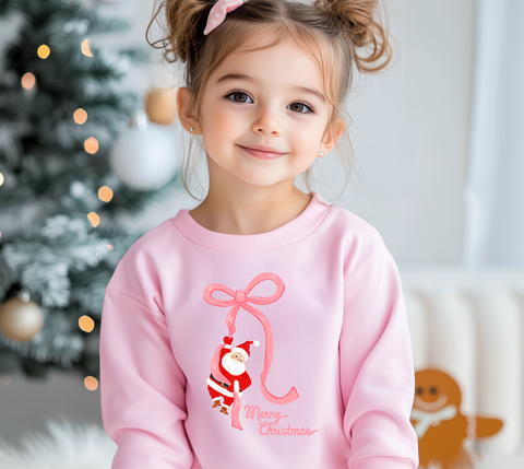Santa Ribbon | Girls Christmas Holiday Sweatshirt