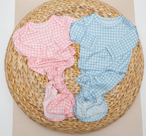 Pink Gingham (Spring/Easter) Knotted Infant Gown