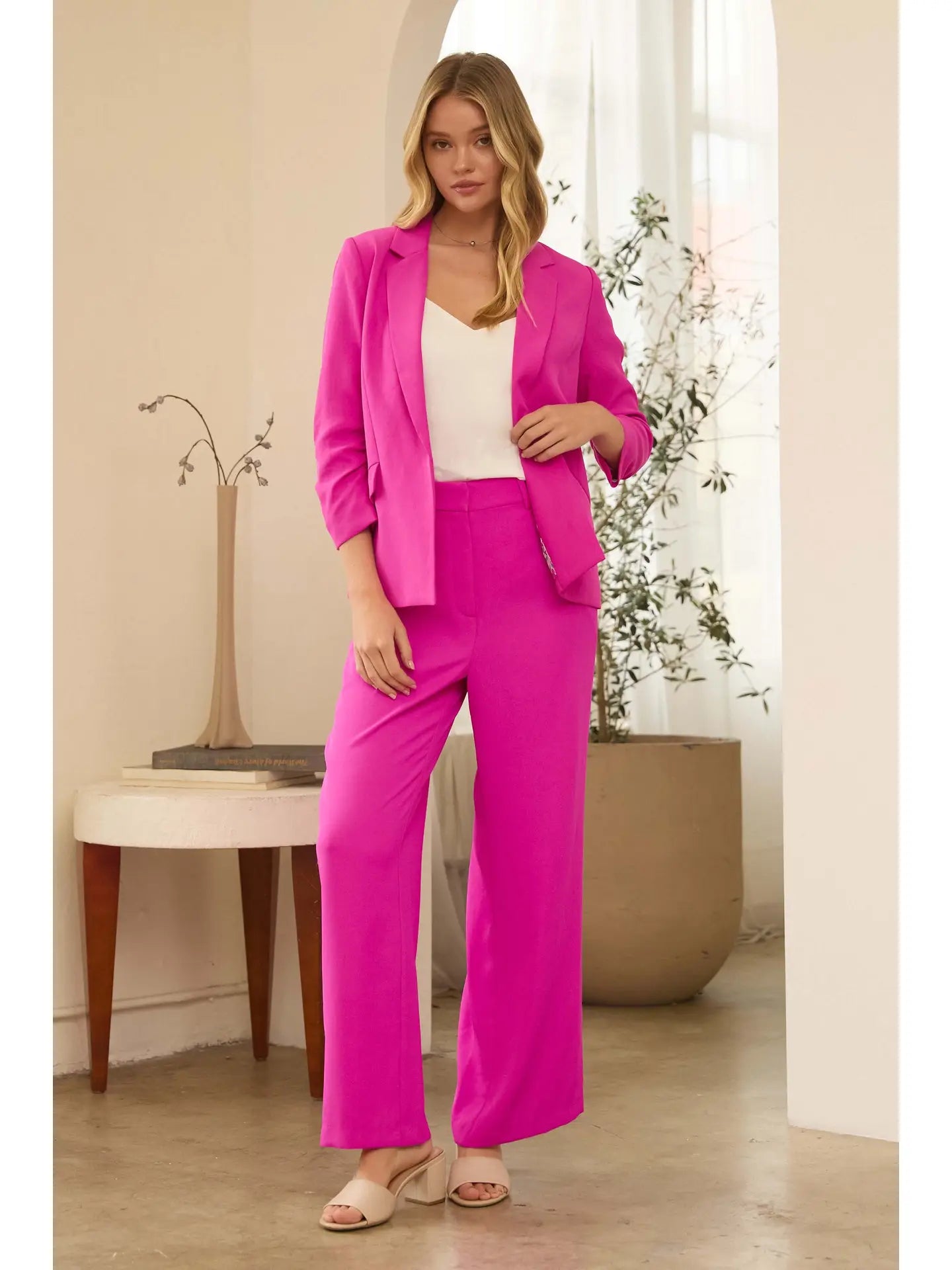 Shirred Sleeve Blazer