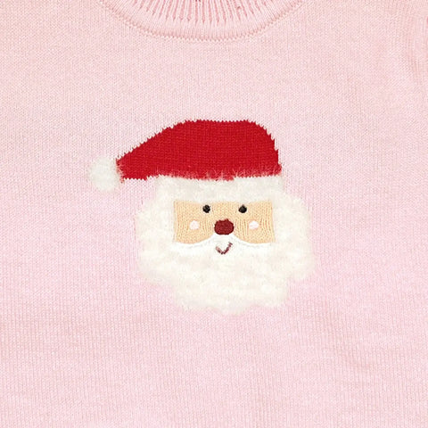 Fuzzy Knit Santa Sweater Pink